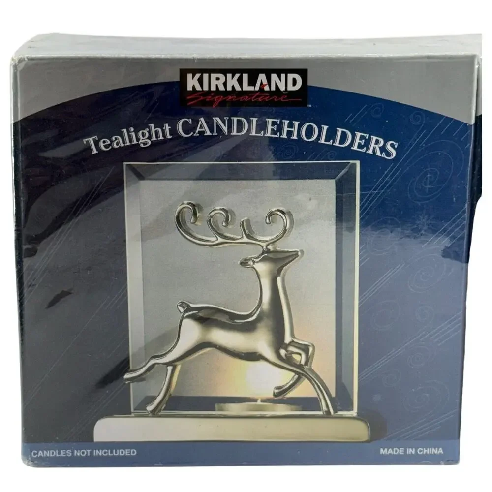 Kirkland Tea Light Candle Holders Set 3 Snowman Reindeer Snowflake NIP